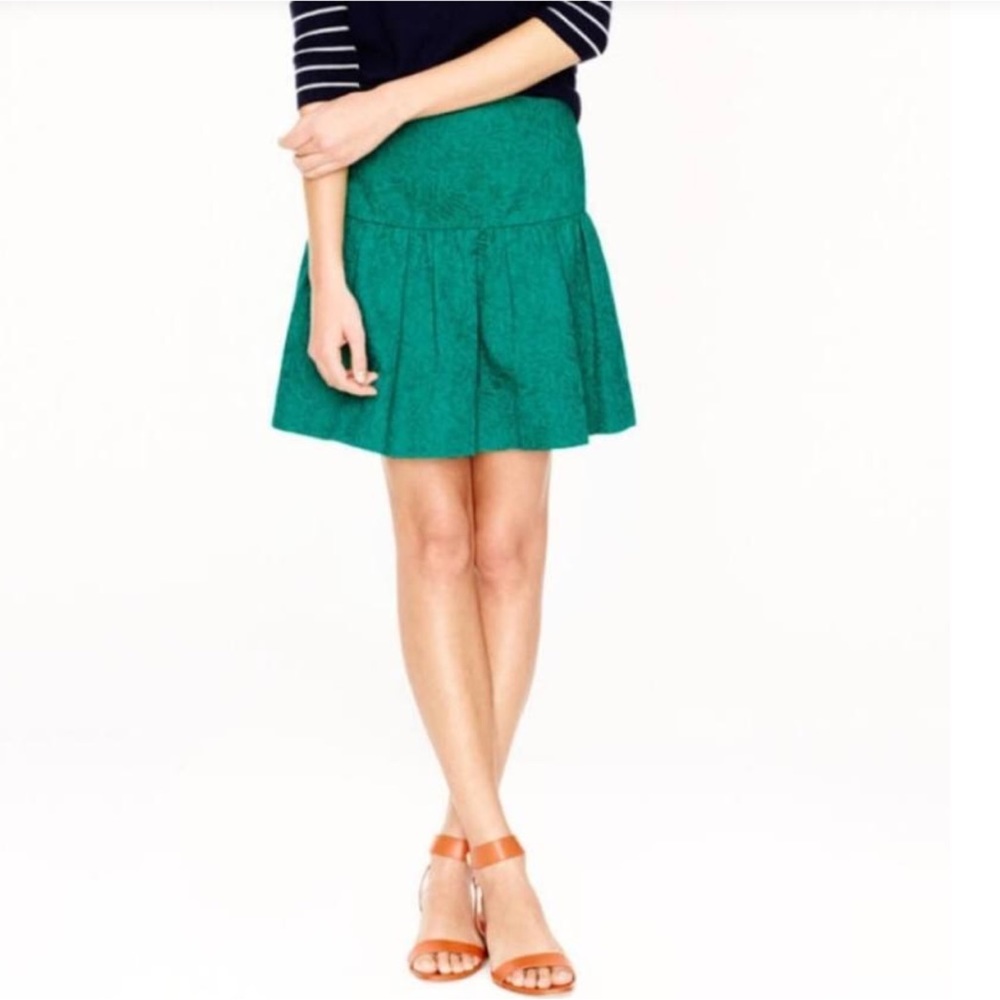 LN J. Crew Matelasse Drop Waist Emerald Green Skirt 2